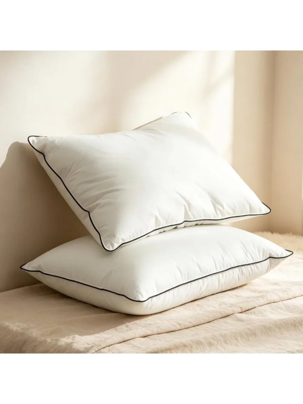 Cozy Goose Feather Down Pillows Set of 2, Ideal Support for Side Sleepers